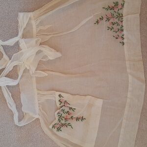 Sheer White Vintage-Style Embroidered Apron